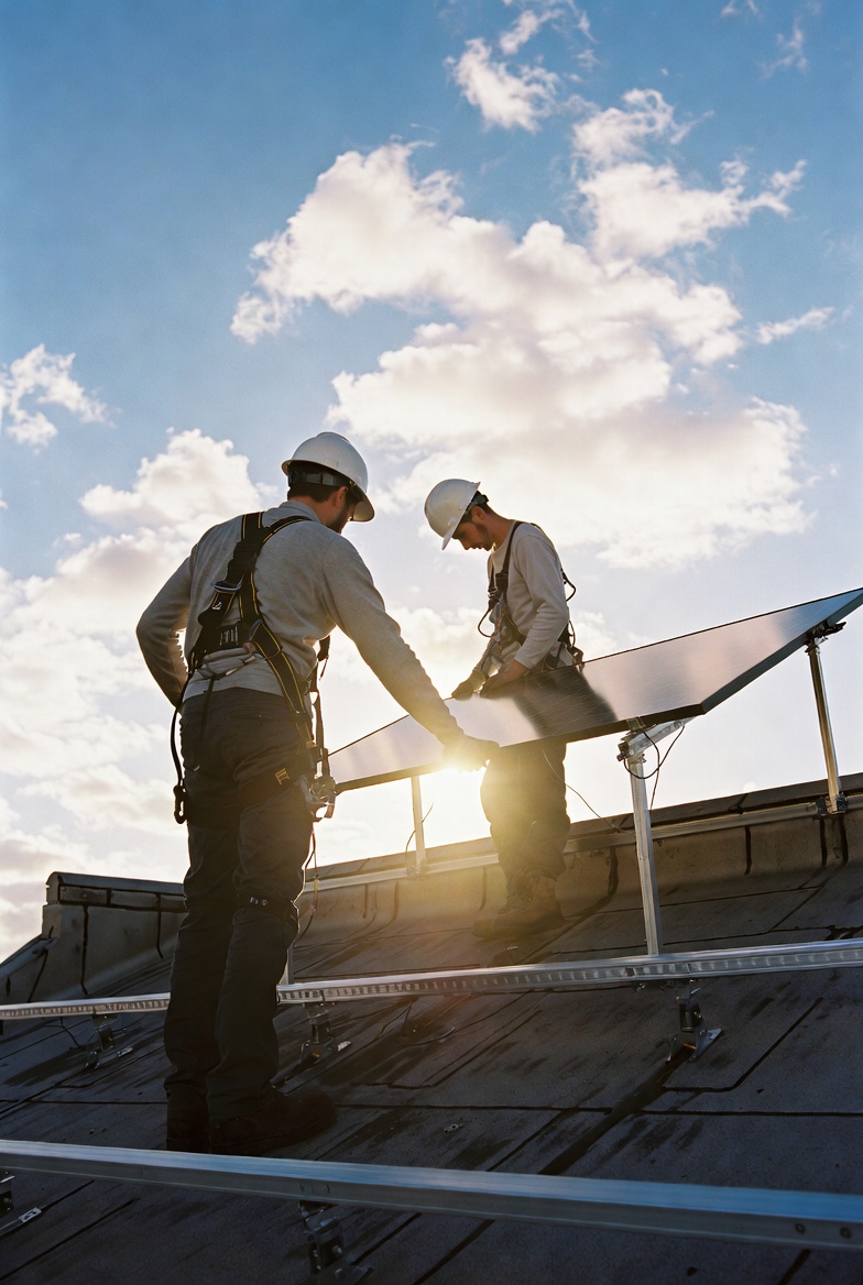 Breeze Sun Energy installers mounting panels